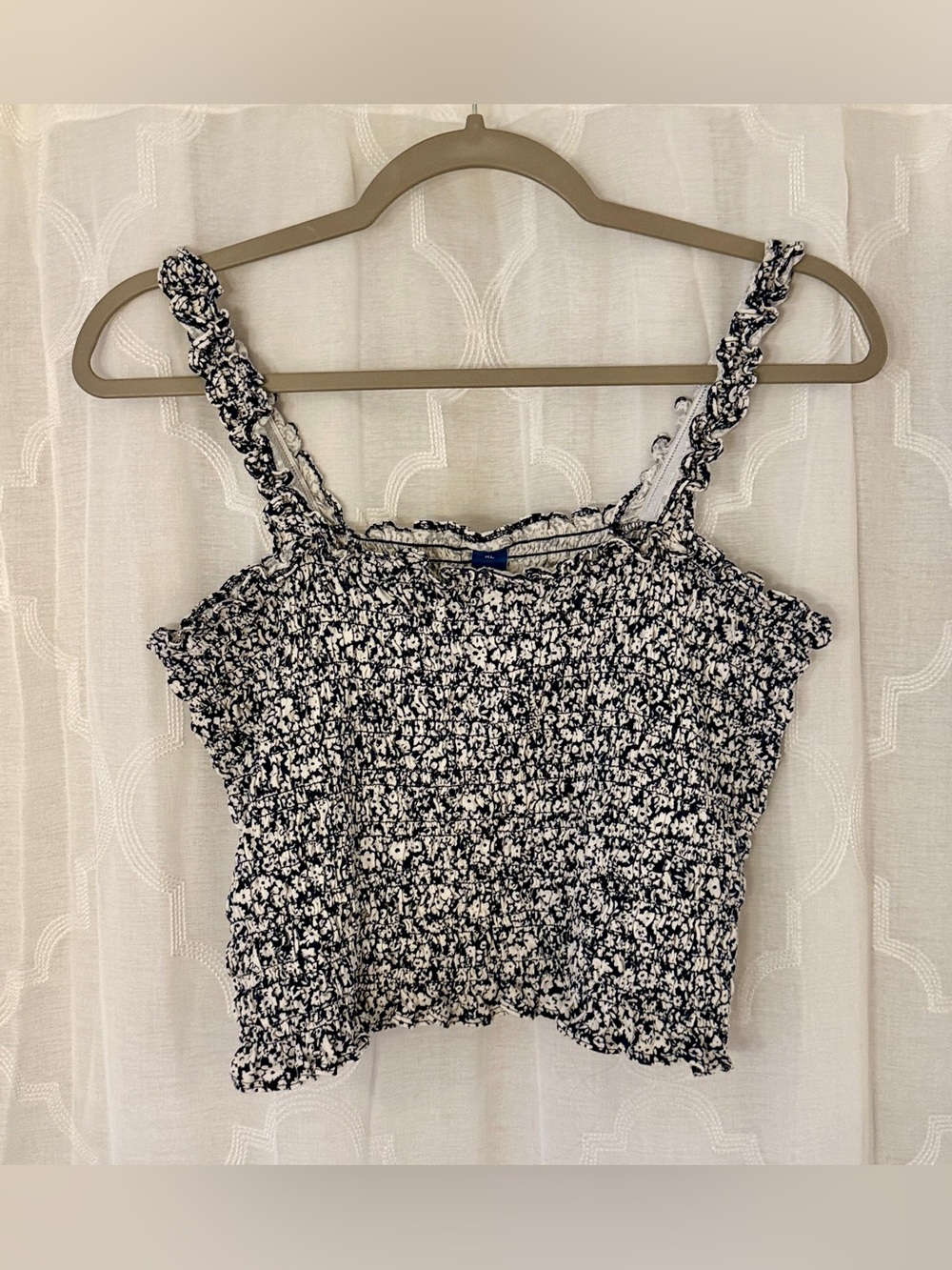 Old Navy Navy Floral Smocked Cropped Tank Top | XL
